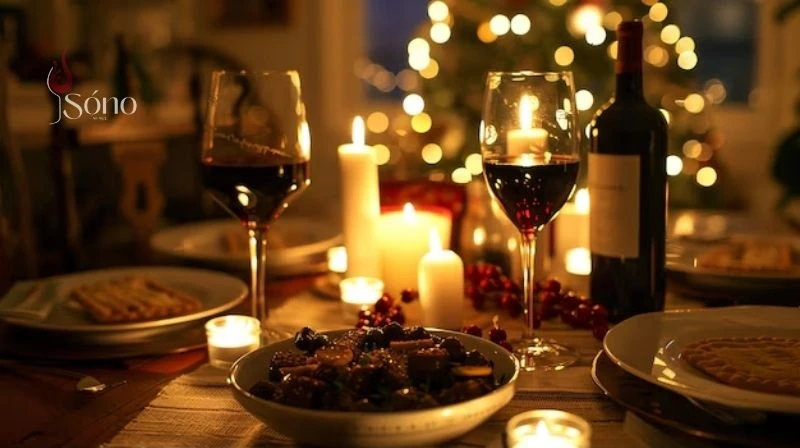 Rượu vang đỏ chính là linh hồn cho buổi tiệc Giáng sinh