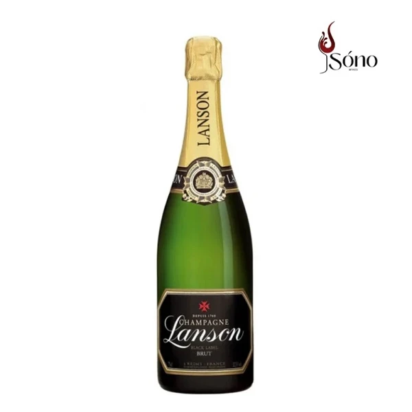 Chai rượu vang sủi Champagne Lanson trong set quà tặng đẳng cấp